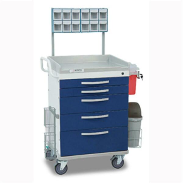 Cardinal Scale Cardinal Scale Whisper Cart- White Frame With 5 Blue Drawers- Loaded. WC33669BLU-L
